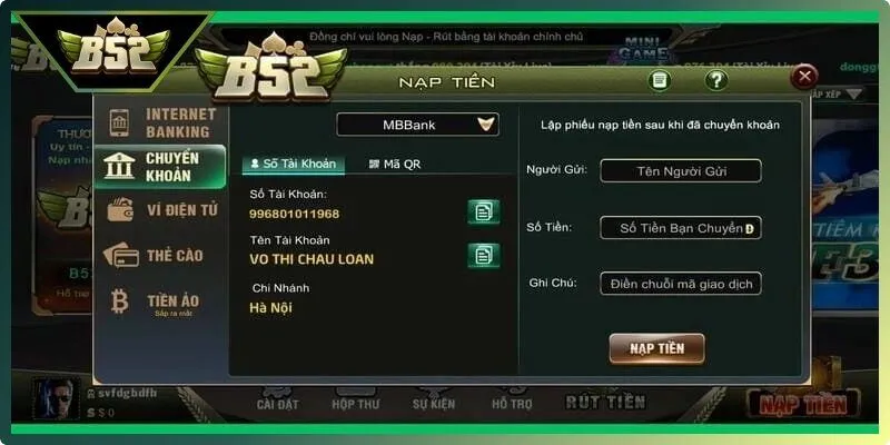 Mỗi phương thức nạp tiền đều được tối ưu để thao tác đơn giản