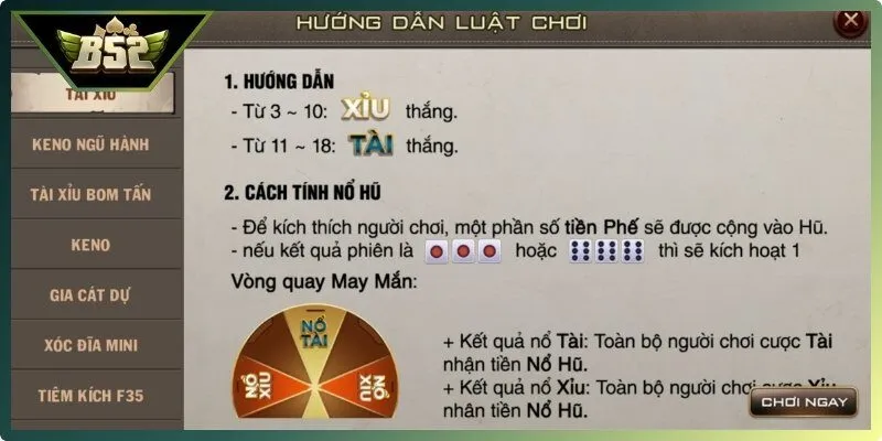 Tổng điểm của ba viên xúc xắc sẽ quyết định kết quả cuối cùng